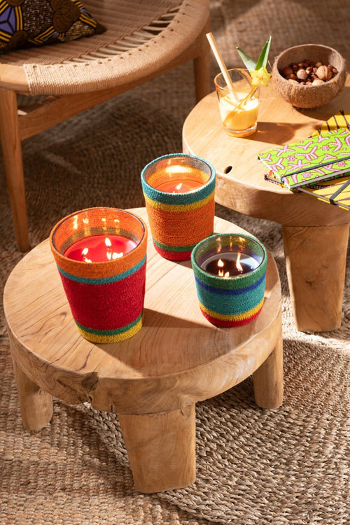 J-Line geurkaars Mand - Woody Aurora - mix - medium - 2 stuks - 55U