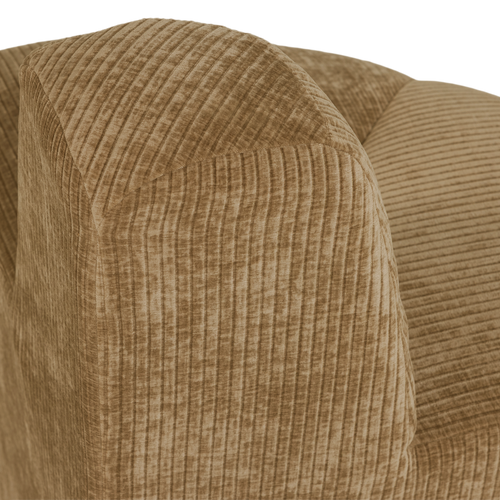 WOOOD eetbank hoek rond rugleuning Mojo - Ribstof - Honinggeel - 83x100x74