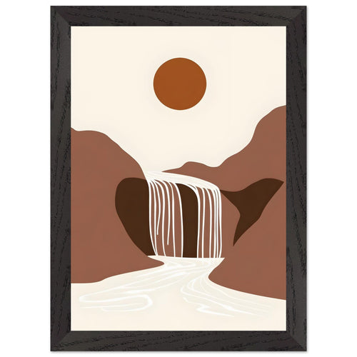 Artfulprints Poster met Lijst Boho – Warm waterfall   - A4 21x29.7 cm - Bruin