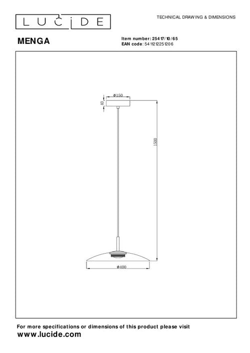 Lucide hanglamp MENGA - Geïntegreerde LED - Fumé