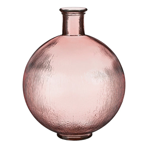 Mica Decorations Firenza Fles Vaas - H42 x Ø34 cm - Gerecycled Glas - Lichtroze