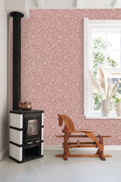 ESTAhome behang vintage bloemen mauve paars - 50 x 900 cm - 131516 - vtwonen shop