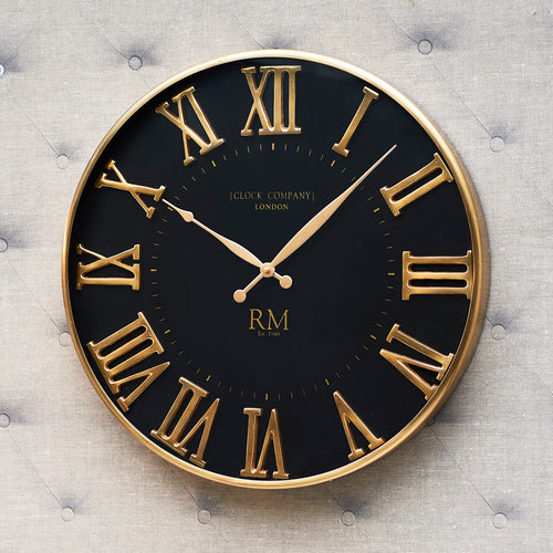 Rivièra Maison London Clock Company Wall Clock - Brass, Glas - Zwart - vtwonen shop