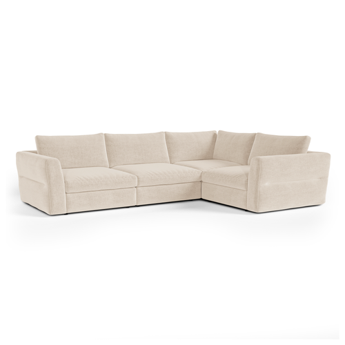 Sia Home - Modulaire rechte hoekbank NEST - Zacht aanvoelende geweven stof - Beige - 307cm