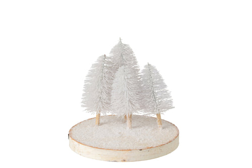 J-Line Decoratief dienblad met bomen - boomschors - naturel/wit - small