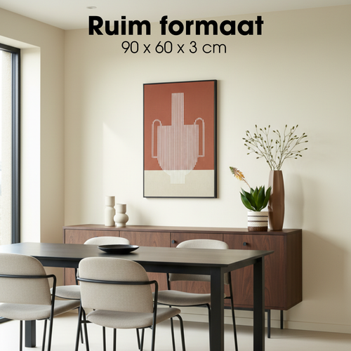Mica Decorations Wanddecoratie - Wandpaneel Abstracte Kunst 90 x 60 x 3 cm - Woondecoratie voor Woonkamer of Slaapkamer - Donkerbruin
