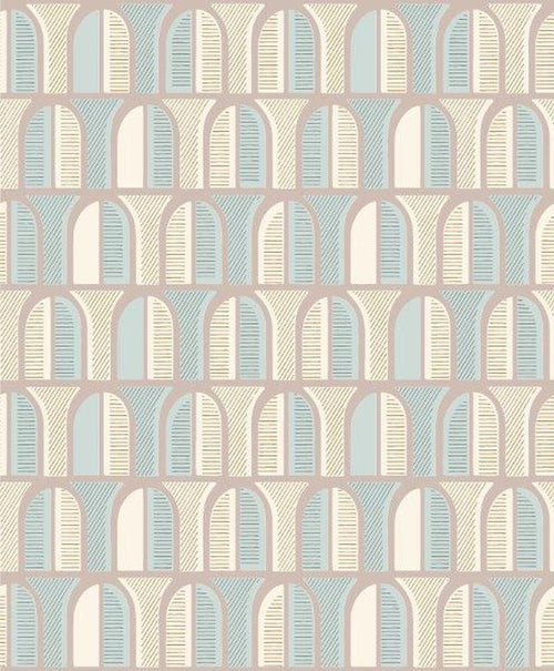 Borastapeter behang geometrische vormen lichtblauw en beige - 53 cm x 10.05 m - 660872 - vtwonen shop