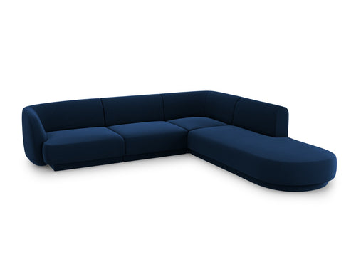 Micadoni rechter hoekbank Miley 6-zits, flueel, koningsblauw - 248x255x70cm