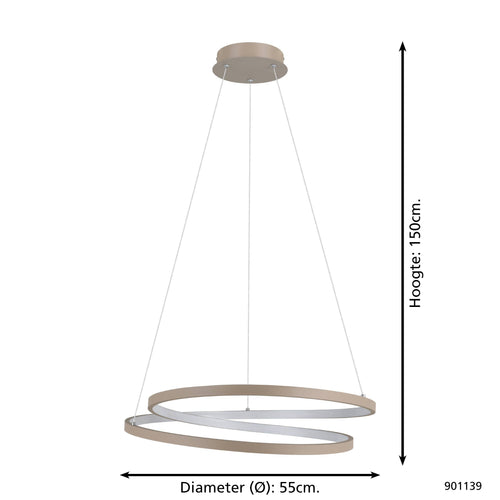 EGLO hanglamp Ruotale - led - ø 55 cm - zandkleur/beige/wit