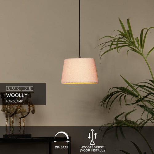 Lucide hanglamp WOOLLY - 1xE27 - Roze - vtwonen shop