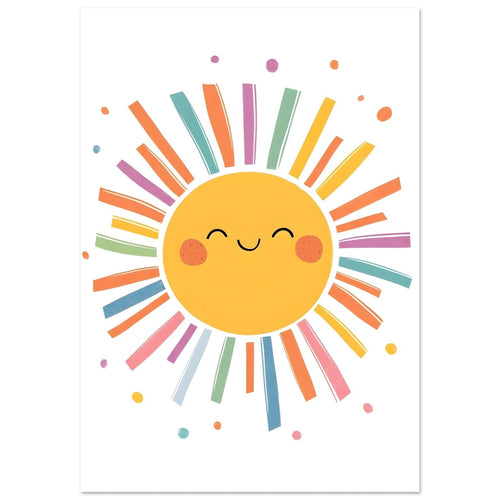 Artfulprints Poster Warme zonnestraal   - A4 21x29.7 cm - Geel