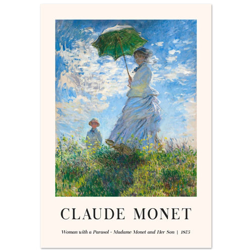 Artfulprints Poster met Lijst Claude Monet - Women with a parasol   - 70x100 cm - Blauw