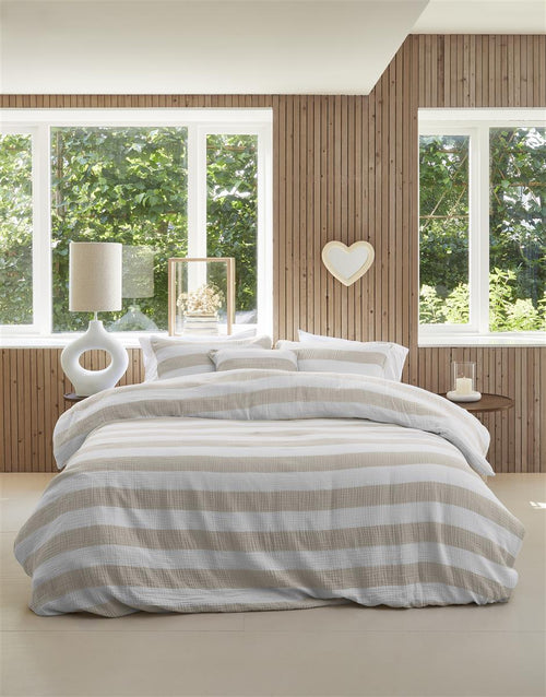 Riviera Maison dekbedovertrek Striped - 140x200/220 cm - zand - vtwonen shop