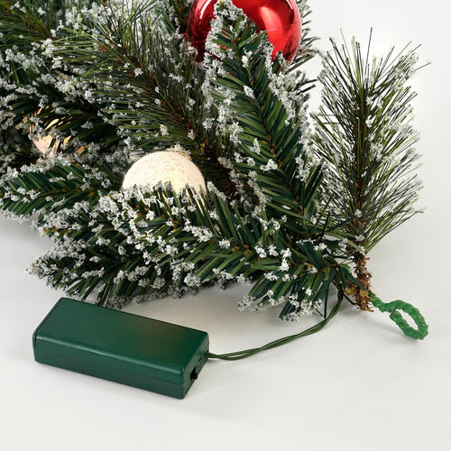 Black Box Trees Kaprun Kerstslinger - Kerst Slinger op Batterij en met Timerfunctie - Groen Frosted Rood - l180xd25cm