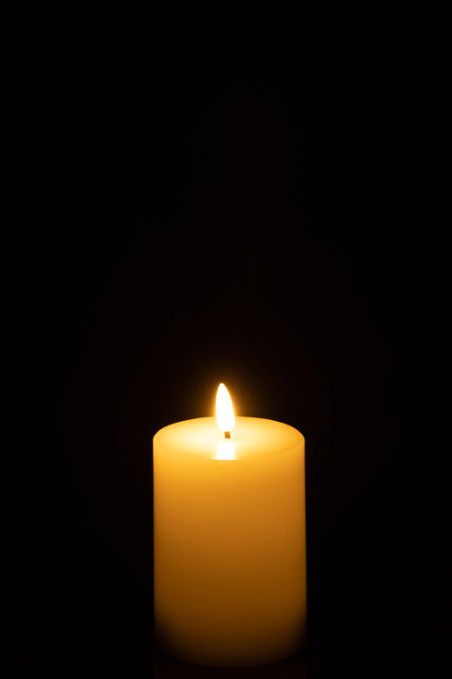 J-Line cilinderkaars - wit - small - LED lichtjes