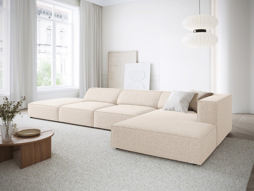 Cosmopolitan Design rechter hoekbank Arendal 5-zits, chenille, lichtbeige - 166x341x70cm