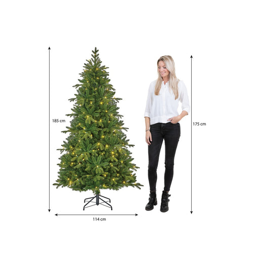 Black Box Trees Brampton Kerstboom met Verlichting - Kunstkerstboom Slank met 180 LED Lampjes en Scharnierconstructie - Kerstversiering voor Binnen -