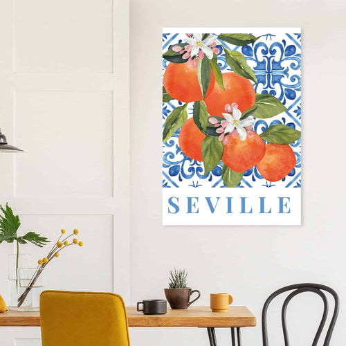 Artfulprints Poster Fruits - Orange tree in Seville   - 30x40 cm - Blauw