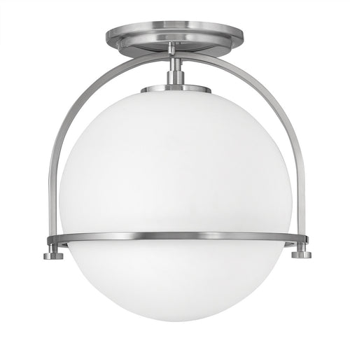 Elstead Hinkley Somerset Globe Plafondlamp Geborsteld Nikkel