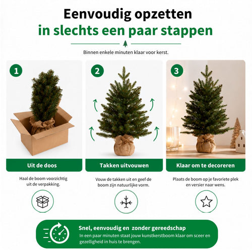 Black Box Trees Kunstkerstboom Sitka H60 x D43 cm - Kunstboom in Jute Zak - Kerstboom voor Binnen met 154 Takken - Kerstversiering voor Kleine Ruimtes