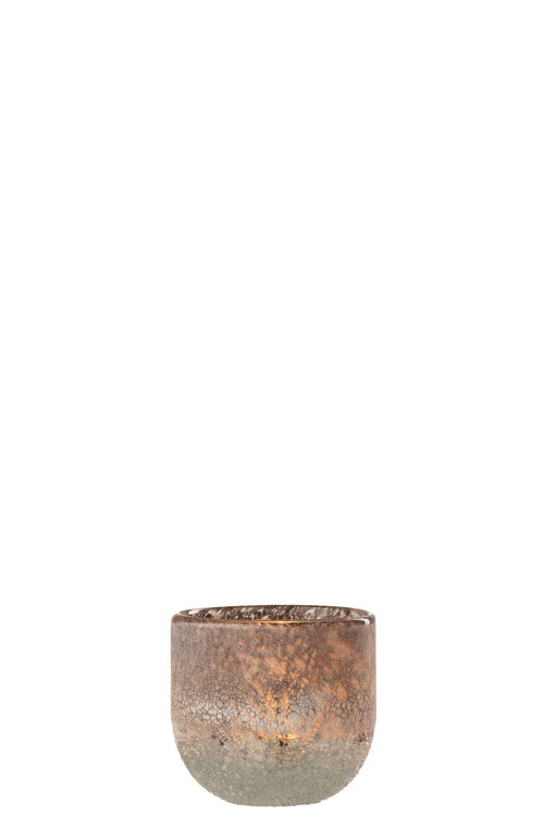 J-Line theelichthouder Scavo - glas - grijs - small