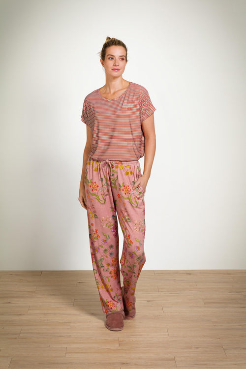 Pip Studio - Tatum Pyjama t-shirt - Korte mouw Dames - Kente Stripe - Roze - XS - vtwonen shop