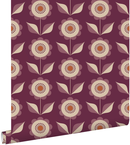 ESTAhome behang bloemen donker paars - 50 x 900 cm - 131863