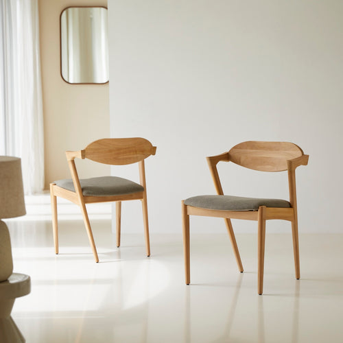 Tikamoon Stoel van licht massief teakhout en stof - Naturel - vtwonen shop