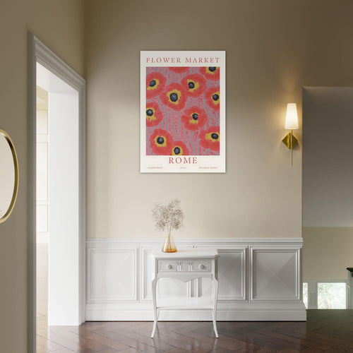 Artfulprints Poster met Lijst Flower market - Rome   - 70x100 cm - Roze