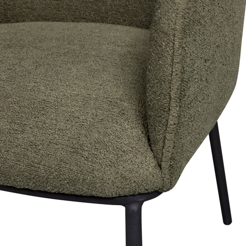 WOOOD eetkamerstoelen Leon - Bouclé - Bosgroen - Set van 6