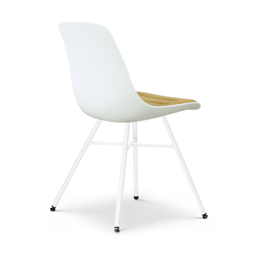 Nolon Noa-Liv eetkamerstoel wit met warm oker zitkussen - wit onderstel