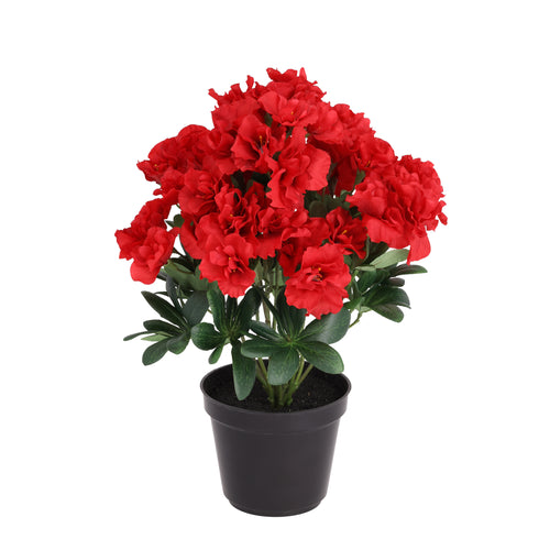 Maxifleur Azalea kunstplant 35cm rood in kweekpot