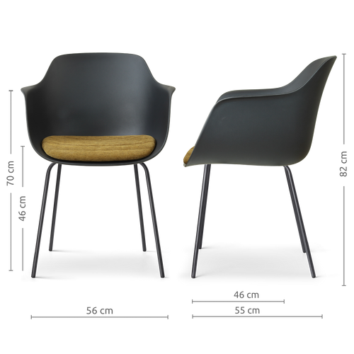 Nolon Nora-Liz eetkamerstoel zwart met mosgroen zitkussen - zwart onderstel