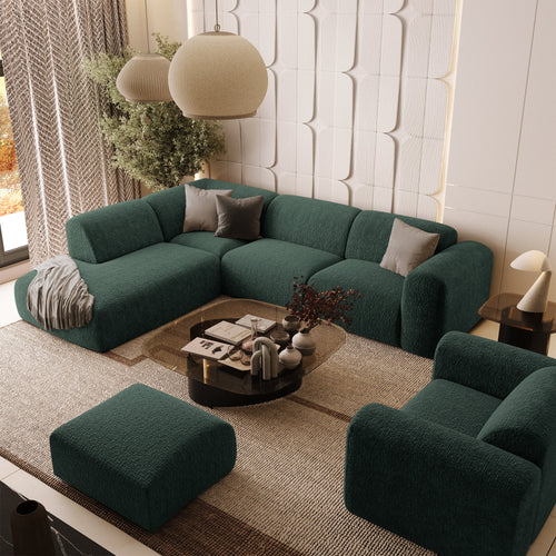 Sia Home - Hoekbanken links MYRA - Fluweel met patroon - Smaragdgroen - 269cm - vtwonen shop