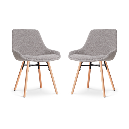 Nolon Nena-Isa Eetkamerstoelen Set van 2 - Bouclé Taupe - Houten Poten - vtwonen shop