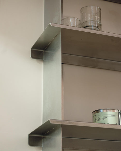 noo.ma Tivo wandrek met 5 legplanken, roestvrij staal, 141,6 x 70 x 22 cm