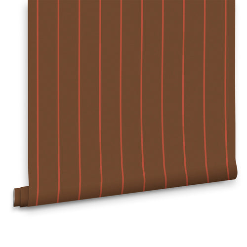 MADE Vliesbehang - Kyria Caramel & Red Stripe