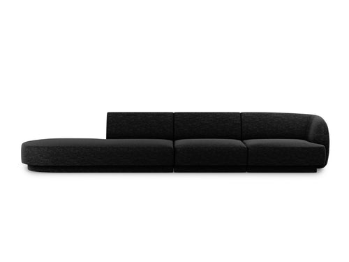 Micadoni linker bank Miley 4-zits, chenille, zwart - 90x323x70cm