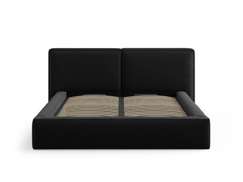 Micadoni Opbergbed met hoofdeinde Jodie 160x200cm, flueel, zwart - 228x214x108cm
