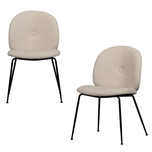 WOOOD eetkamerstoelen Manuel - Polyester - Zand - Set van 2 - vtwonen shop