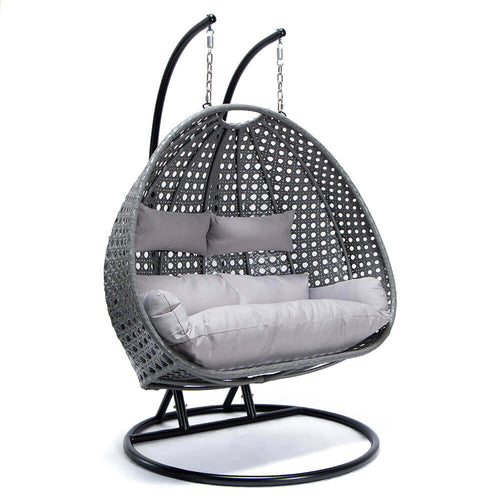 Home Deluxe - Polyrattan hangstoel met regenhoes TWIN | Kleur: Grijs, Eigenschappen: Met regenhoes - vtwonen shop