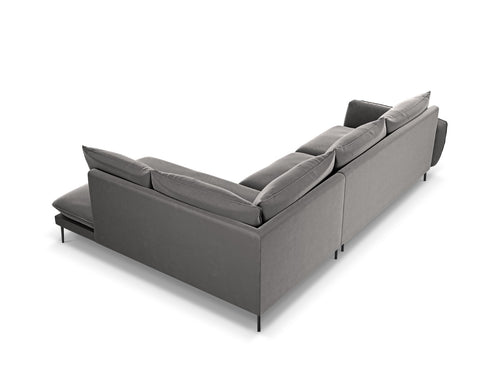 Cosmopolitan Design rechter hoekbank Vienna 6-zits, flueel, lichtgrijs - 185x275x95cm
