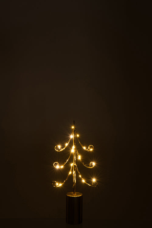 J-Line decoratie Boom - ijzer - goud - small - LED lichtjes - vtwonen shop