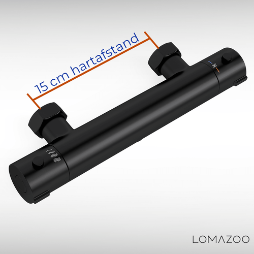 LOMAZOO thermostatische douchekraan - met temperatuurbegrenzer 38°C - mat zwart - h.o.h. 15 cm