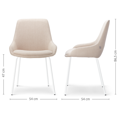 Nolon Nora-Isa Eetkamerstoel Beige - Stof - Wit Onderstel - vtwonen shop