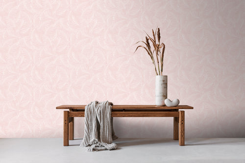 Sanders & Sanders behang veren roze en wit - 53 cm x 10 m - 640368