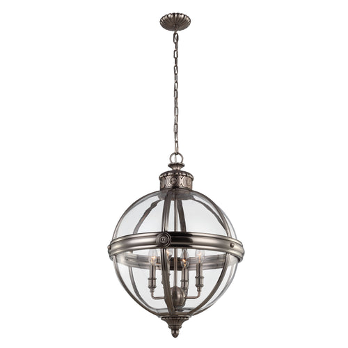 Elstead Adams - 4-lichts plafond kroonluchter hanglamp antiek nikkel, E14