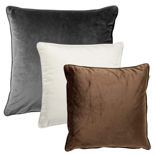 KUSSENSET - 3-delig - Velvet Layers - 60x60 cm, 45x45 cm - inclusief binnenkussens - antraciet, wit, bruin