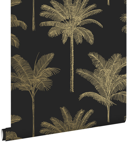 ESTAhome behang palmbomen zwart en goud - 53 cm x 10.05 m - 139322