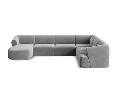 Cosmopolitan Design Modulaire panoramische hoekbank links Campi 7-zits, flueel grijs - 255x330x70cm